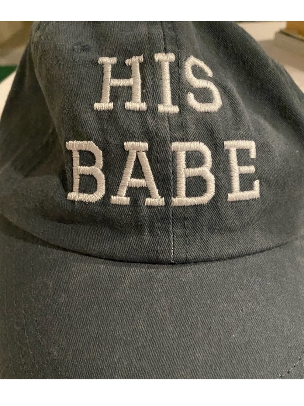 His Babe Embroidered Cotton Baseball Cap - Black